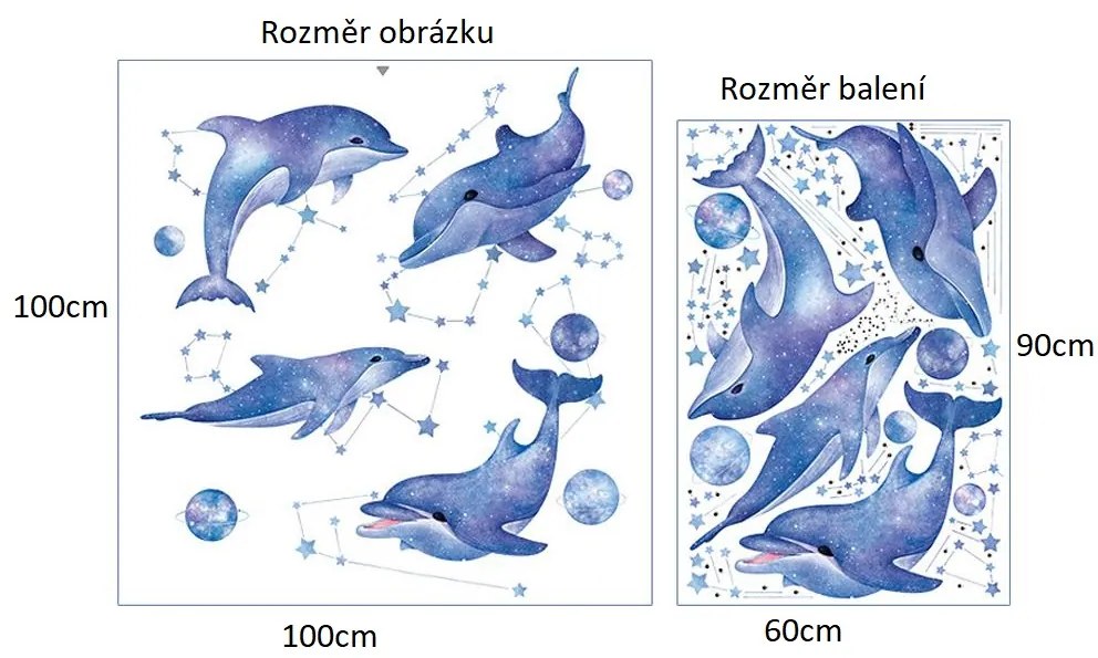 Veselá Stena Samolepka Vesmírne delfíny