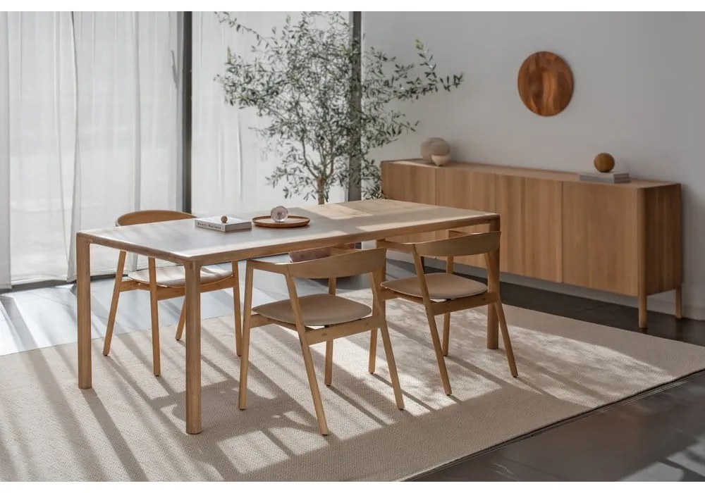 Jedálenská stolička z masívneho dubového dreva so sivým sedadlom Gazzda Muna