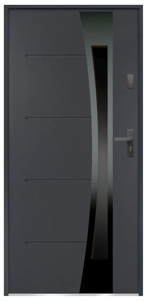 Vchodové dvere Teja, 90 L, rozmer vr. zárubne: 1000 × 2070 mm, oceľ, ľavé, antracit, presklené