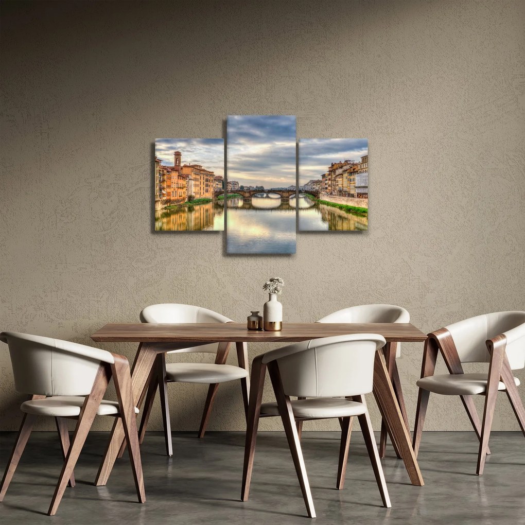 Obraz mesta s riekou (90x60 cm)