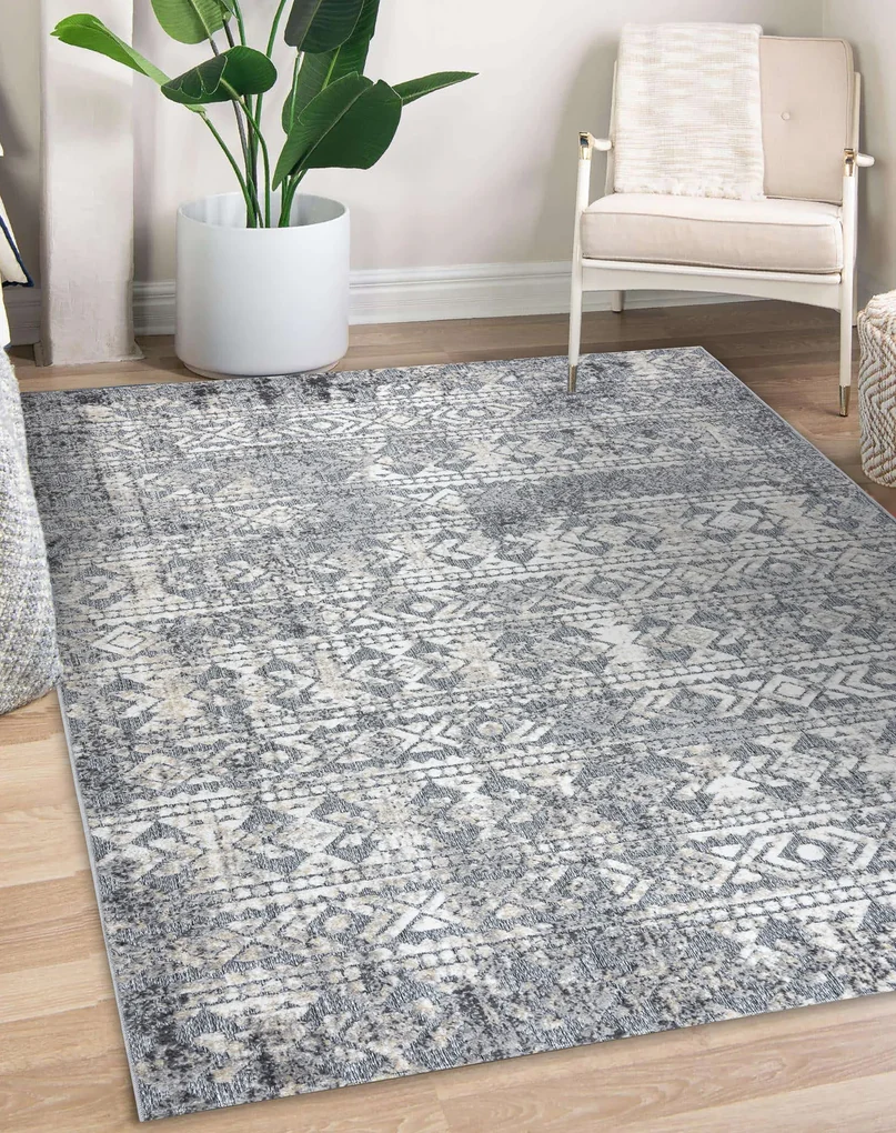 Koberec Štrukturálny SOLE D3732 Aztécky, diamanty sivo / béžový