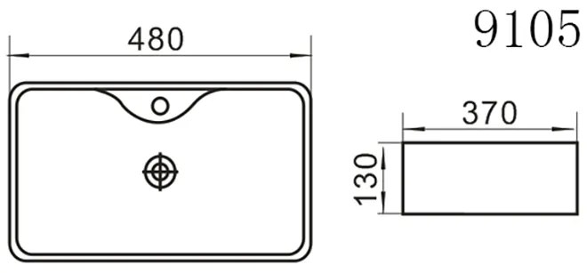 Erga Joyce, umývadlo na dosku 480x370x130 mm, biela lesklá, ERG-V03-9105-WH