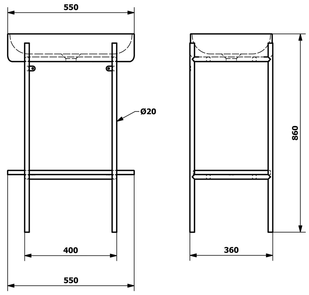 Sapho Sapho, PUNO podstavec s umývadlom 550x860x360mm, čierna, SKA570-2-01