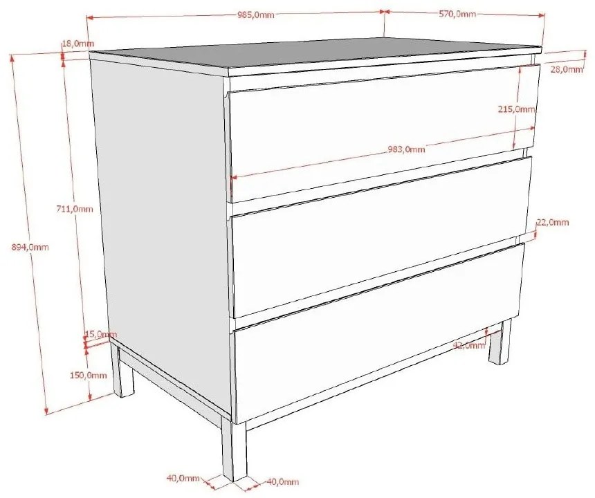 Biela detská komoda 99x89x57 cm Eva – Vipack