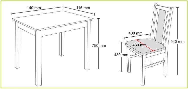 Nabytekmorava Jedálenský set Brooklyn pre 6 osôb, stôl 140x115 cm farba lamina: biela 113, čalúnenie vo farbe: SCALA šedá 92