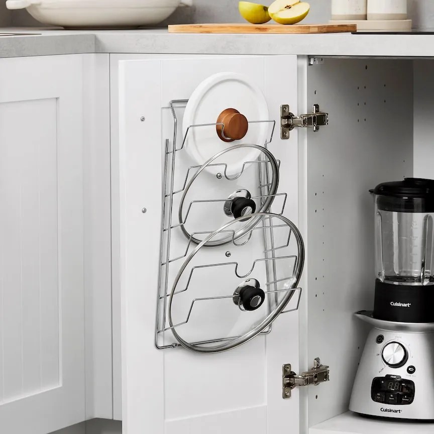 Goodhome Držiak, stojan na pokrievky - 6 pozícií, na dvierka, nerezový, LID