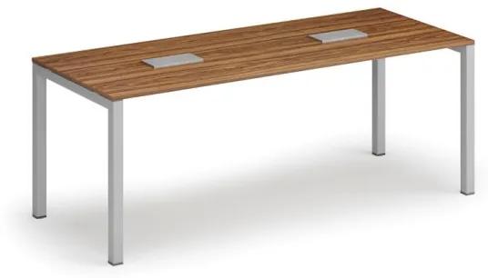 Stôl SQUARE 2000 x 800 x 750, orech + 2x stolná zásuvka TYP II, strieborná