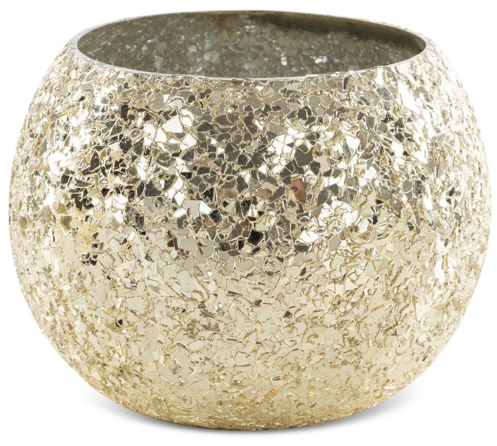 SKLENENÝ SVIETNIK MELIA 14X14X10 CM ZLATÁ