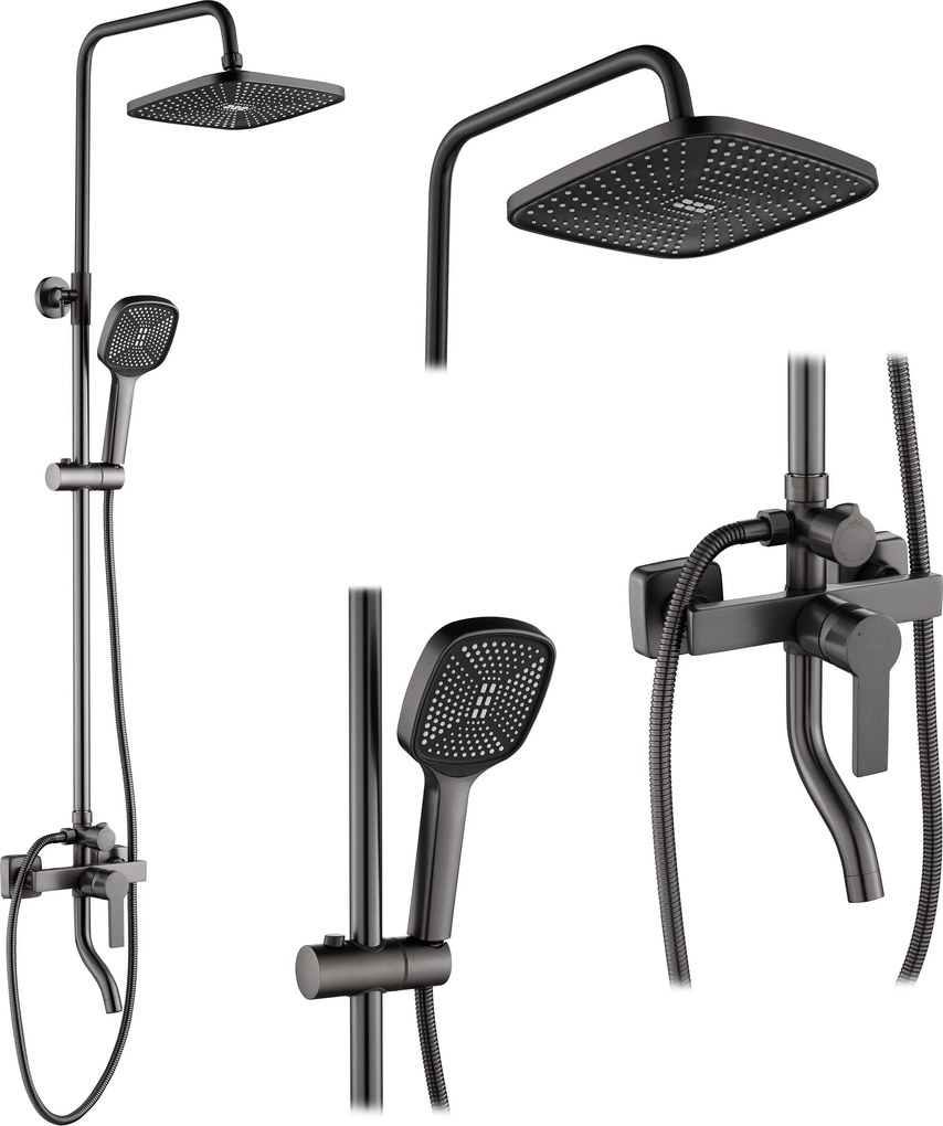 Rea Argus, sprchový set s vaňovou výlevkou, grafitová, REA-P6535