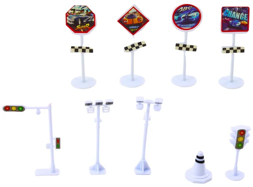 LEAN TOYS Sada 25 vozidiel s dopravnými značkami v kufri