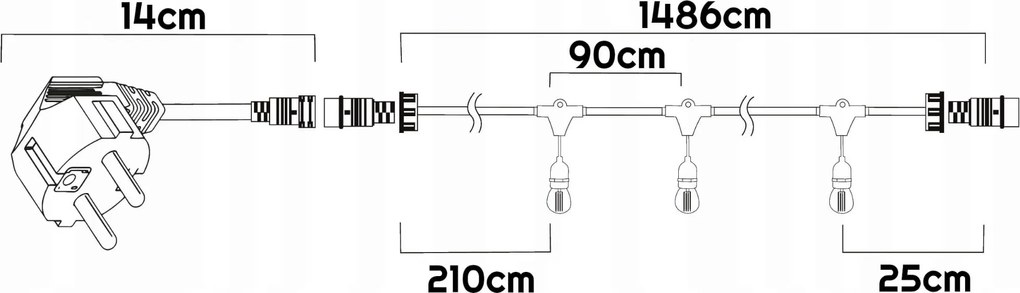 BERGE LED vonkajšia girlanda 15m - 15xLED Atmospheric Fire FLAME