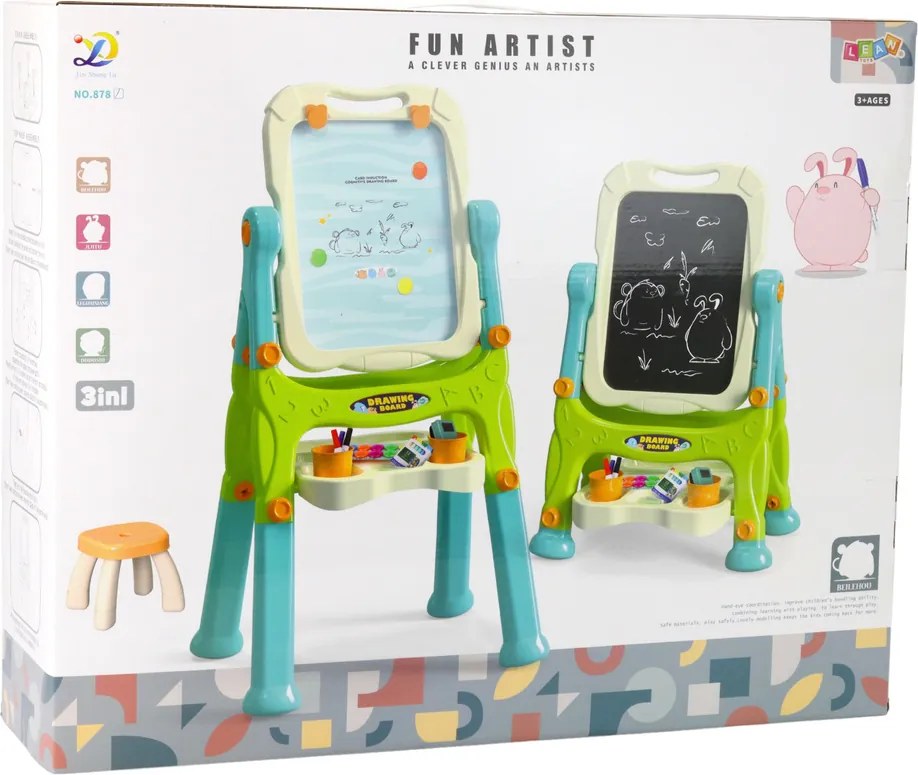 LEAN Toys Vzdelávacia obojstranná tabuľa pre rámy Príslušenstvo zelené 3v1