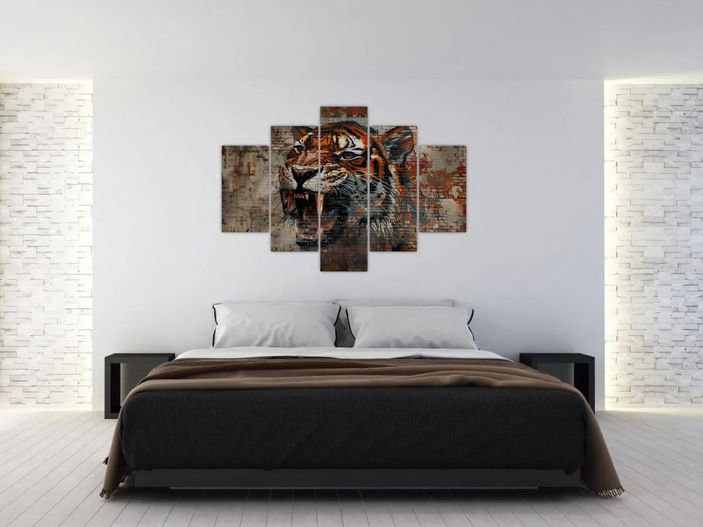 Obraz - Tiger z tehál (150x105 cm)