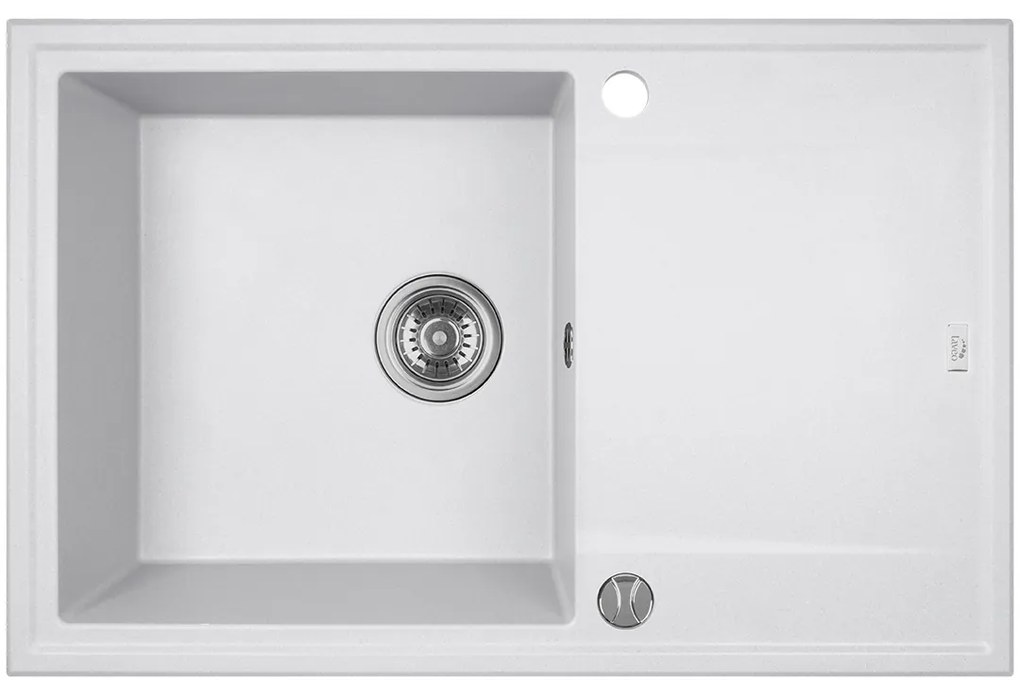 Laveo Megalo, 1-komorový granitový drez 780x500x185 mm, biela, LAV-SBE_611T