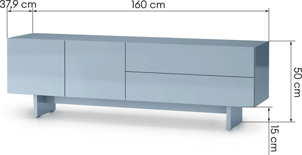 TV stolek Glim 160 cm modrý