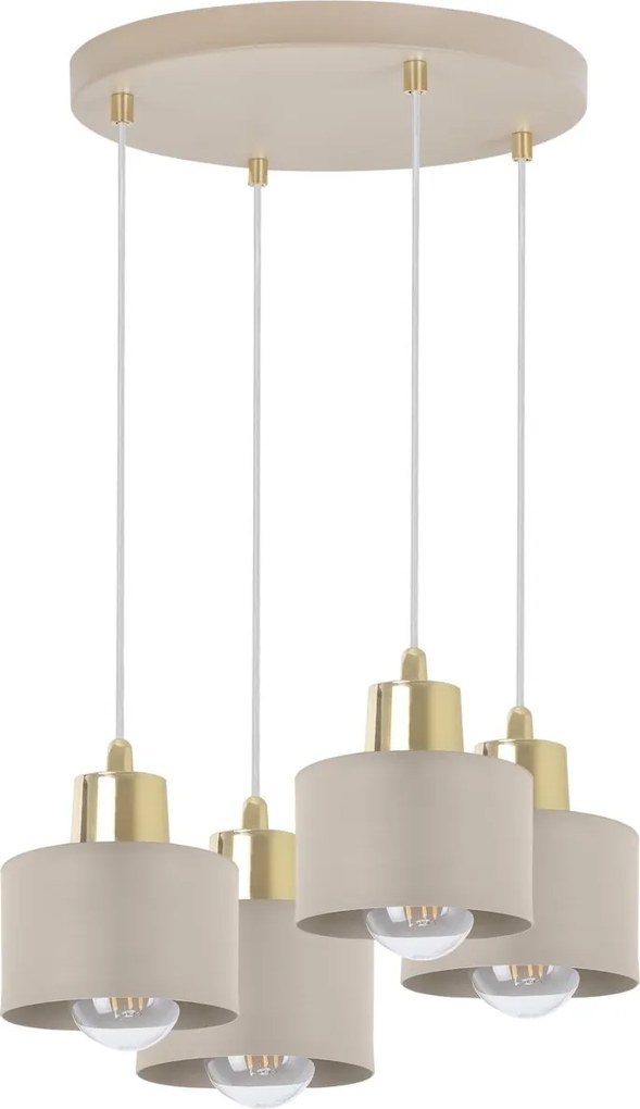 Závesné svietidlo Panta, 4x béžové kovové tienidlo, g, o