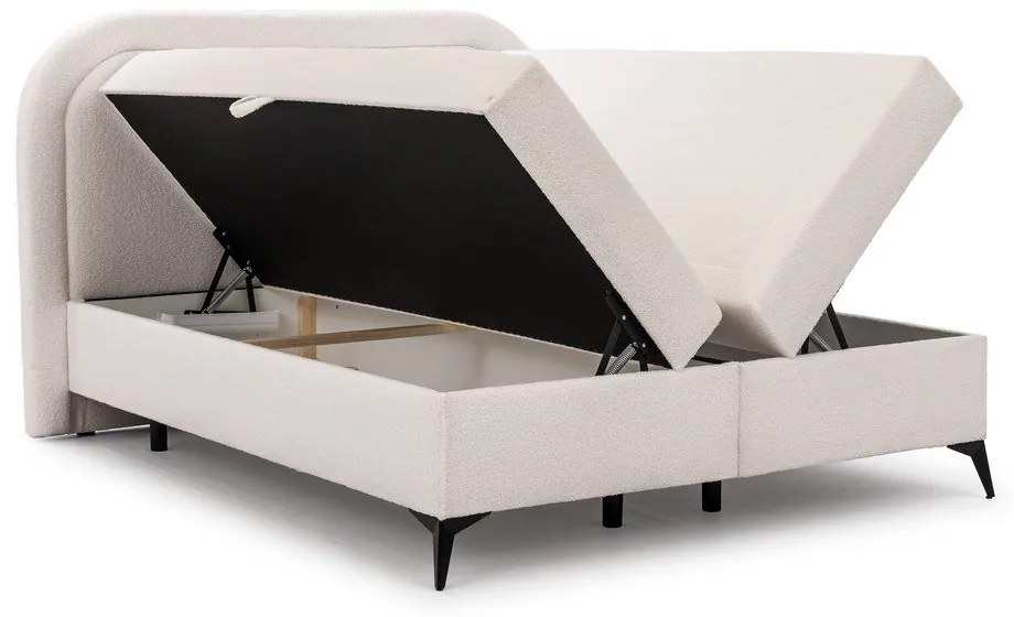 Biela boxspring posteľ s úložným priestorom 160x200 cm Ornes – Ropez