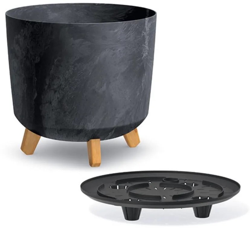 Kvetináč UH o298 mm GRACIA TUBUS BETON EFFECT antracit výška 285 mm