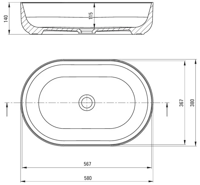 Deante Round, oválne umývadlo na dosku 580x380x140mm, biela lesklá, DEA-CGR_6U6S