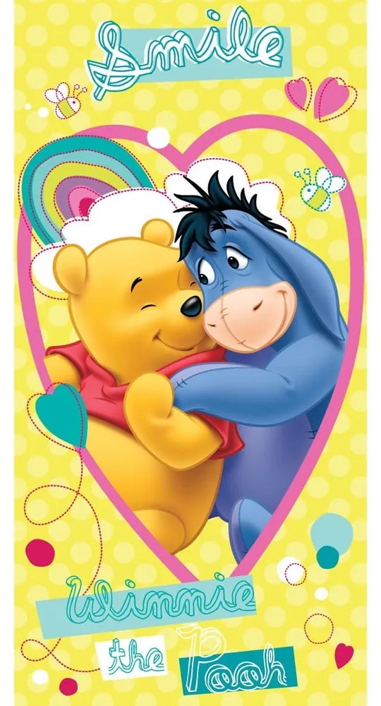 Žltá bavlnená detská osuška 70x140 cm Winnie the Pooh "Smile" – Jerry Fabrics