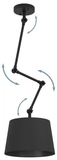 Eglo 390112 - Luster na tyči PISTUNIO 1xE27/40W/230V čierna