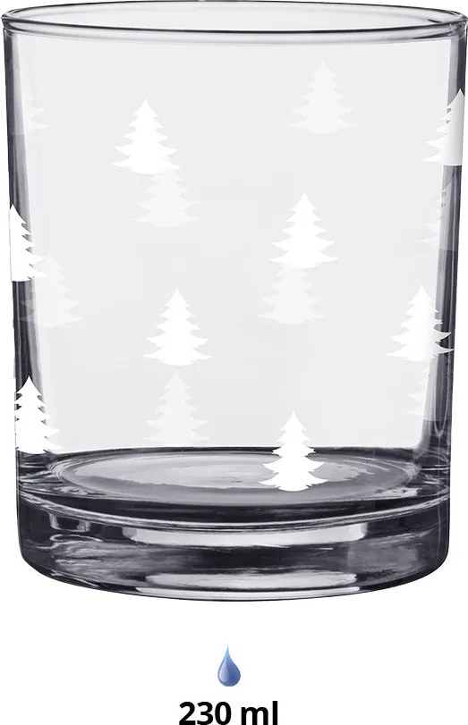 Pohárik na pitie s bielymi stromčekmi Black&White X-Mas - Ø 7*9 cm / 230 ml