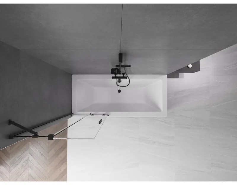 Mexen Velar, 2-krídlová posuvná vaňová zástena 70 x 150 cm, 8mm číre sklo, čierna matná, 896-070-000-01-70