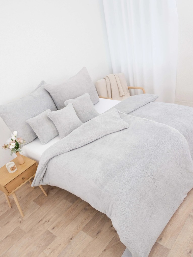 Beránkové prodloužené povlečení mikroplyš Exclusive – Teddy světle sivé