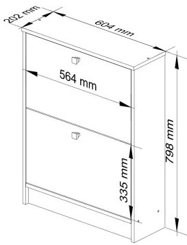 2 krídlový botník 60 cm, dub sonoma