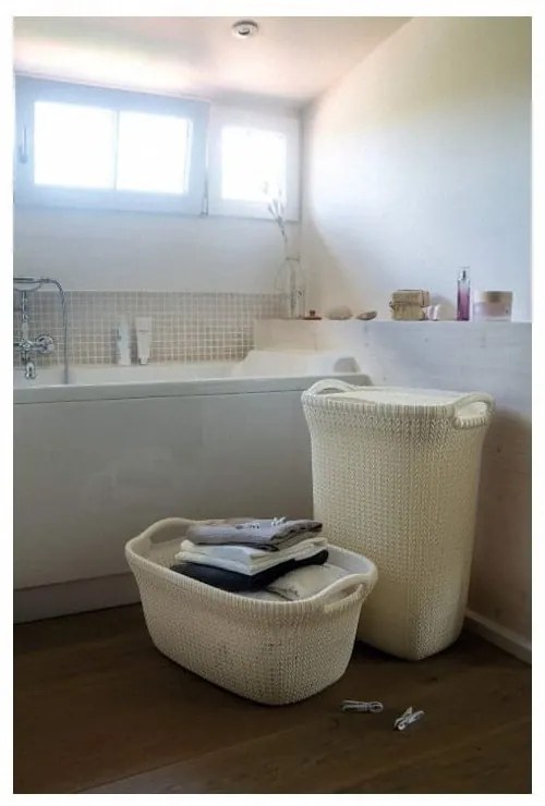 Béžový plastový kôš na bielizeň 40 l Knit – Curver