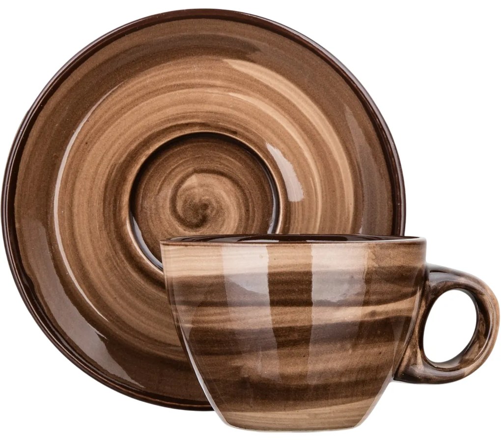 Banquet 6-dielna sada šálok s podšálkami PALAS, 90 ml, hnědá