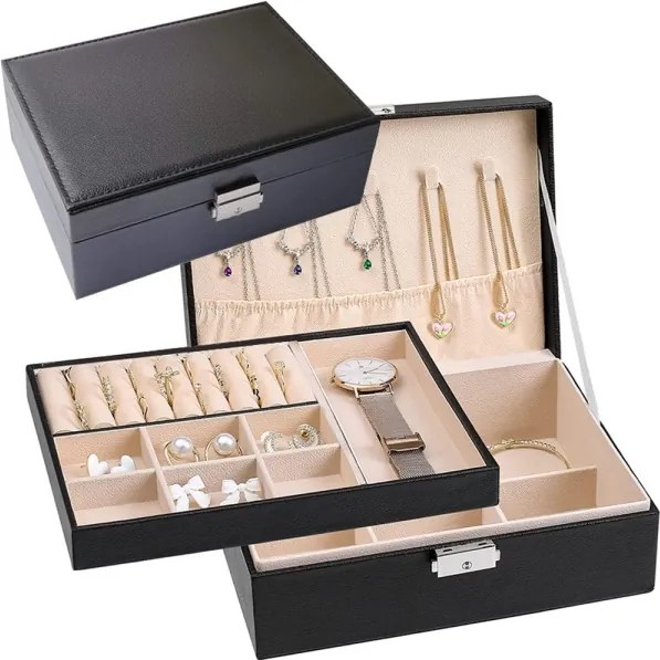 Elegantná šperkovnica VK 1788 organizér na bižutériu čierna