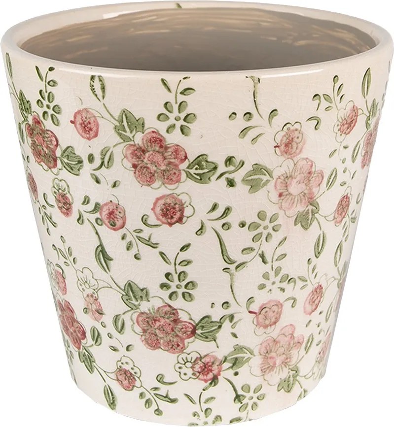 Keramický obal na kvetináč s ružovými kvetmi Lillia XS - Ø12*10 cm