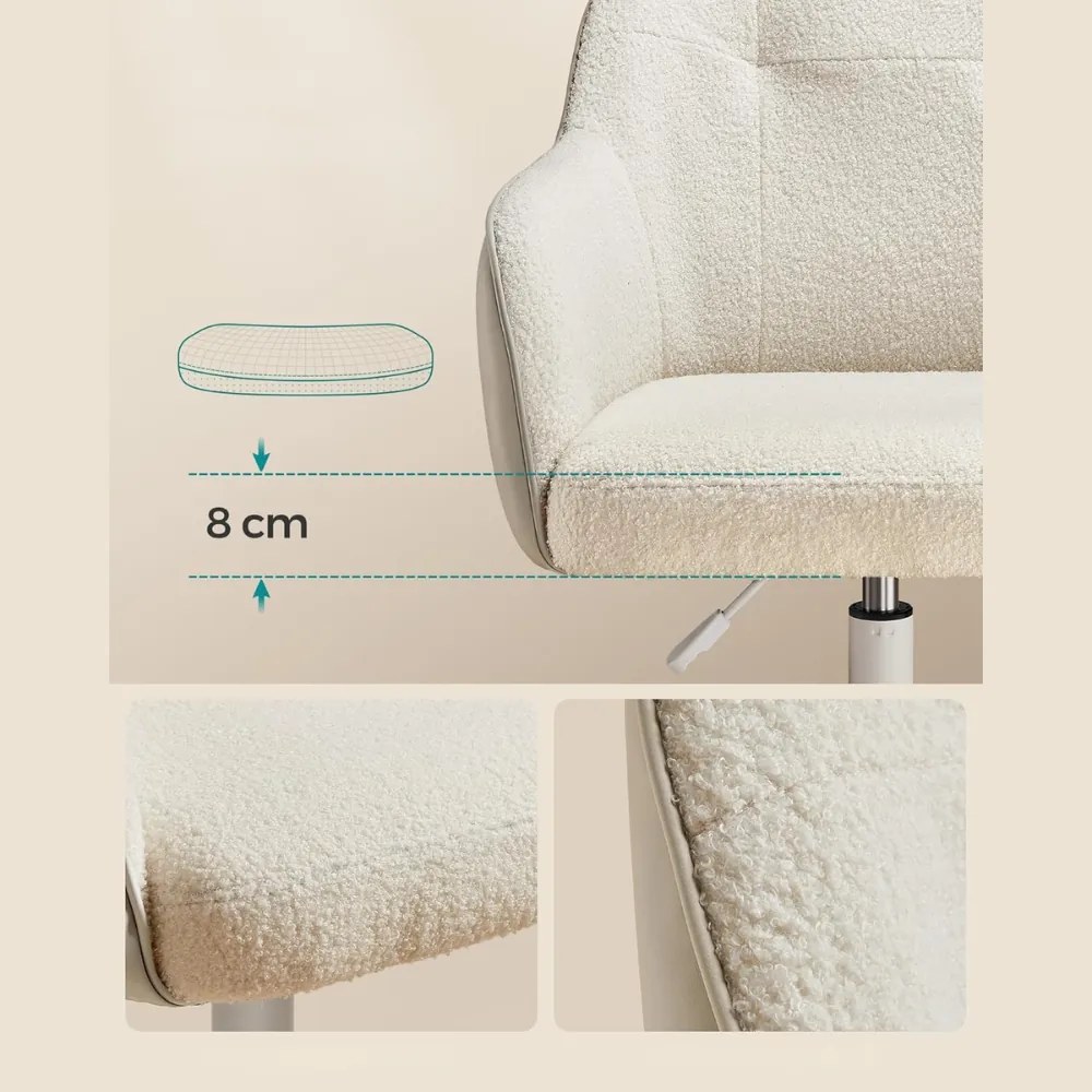 Kancelárska stolička SABINA, max. 110kg, biela/béžová SongmicsHome