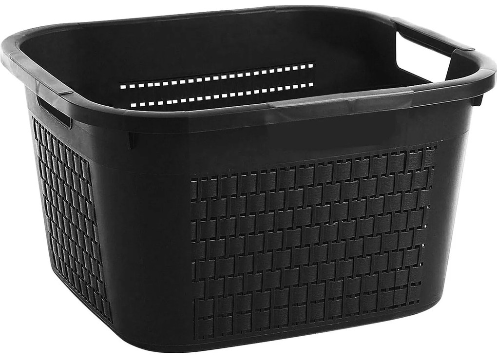 Rotho 2. akosť - Kôš na bielizeň / úložný kôš, kôš na prádlo, RATAN, 22l, antracit