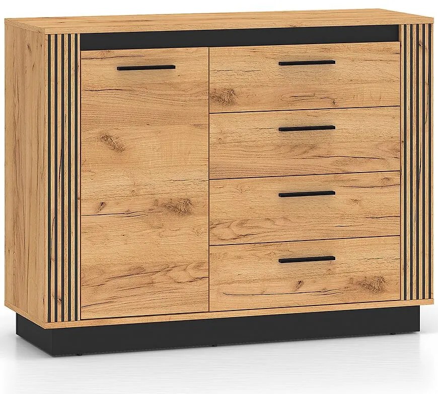 Komoda Urso 07 Dub Craft Zlatý/Čierna