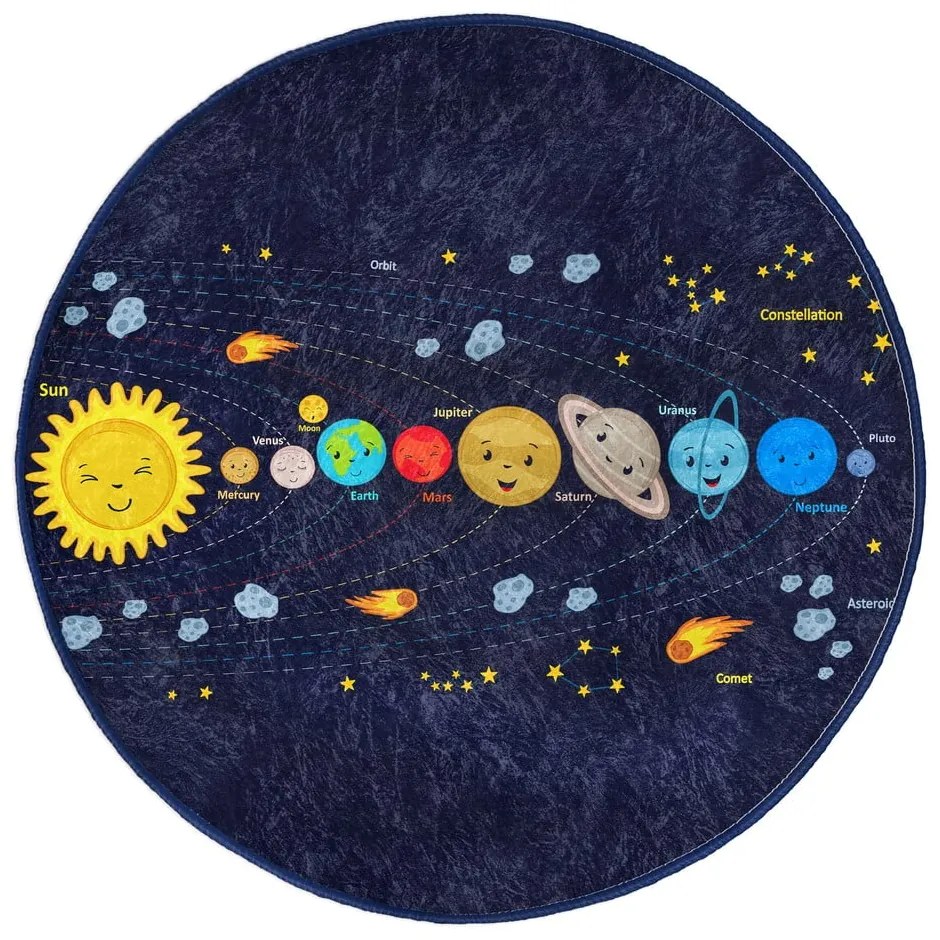 Tmavomodrý detský koberec ø 80 cm Comfort – Mila Home