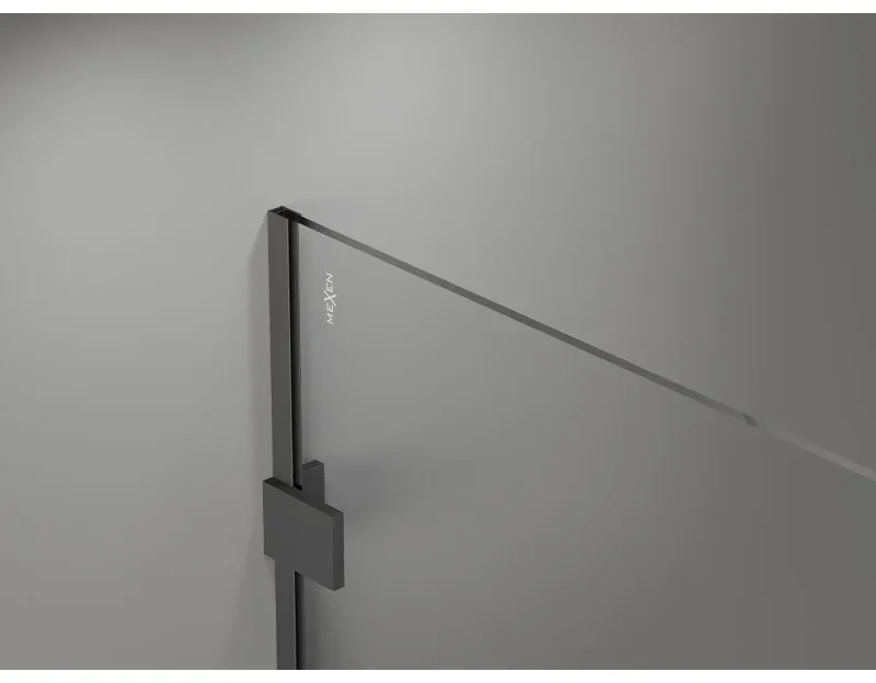 Mexen Lunar, sprchová stena pravá 90 x 200 cm, priehľadná 8 mm, grafitová, 830-090-000-95-00-P