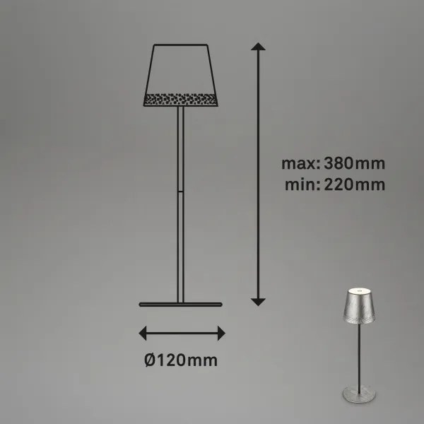 Brilo - KIKI nabíjateľná dotyková stolná LED lampa LED/2,6W/5V IP44 2600 mAh strieborná