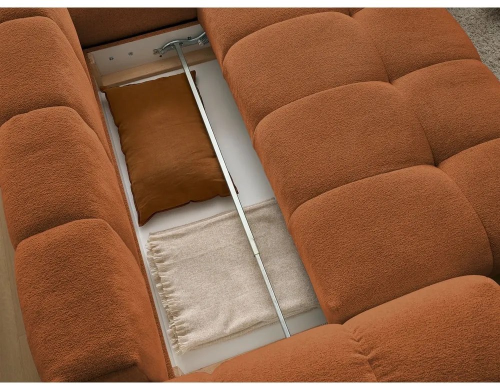 Terakotová ženilková rozkladacia/s úložným priestorom rohová pohovka (pravý roh/do L) Everest – Bobochic Paris