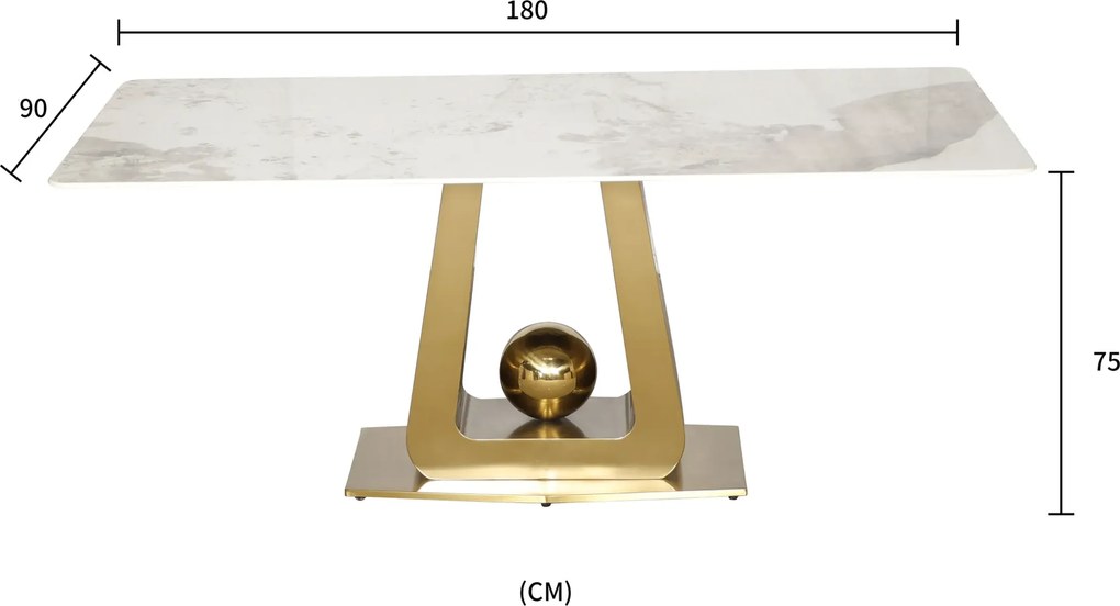 Jedálenský stôl Modig Ball 180 cm zlatá/mramor