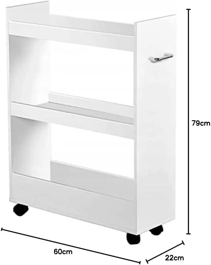 Kesper Mobilná zásuvná polička, regál na kolieskach, vyplní medzeru – biela