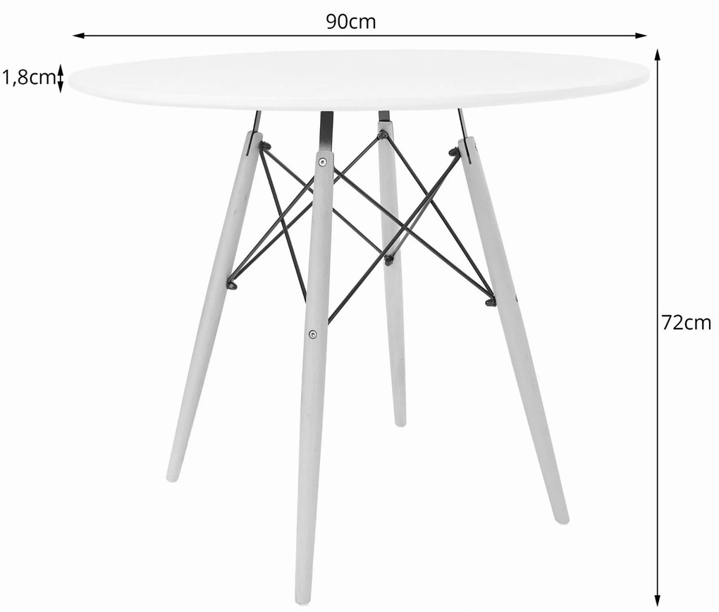 PreHouse TODI Okrúhly stôl 90cm - biely