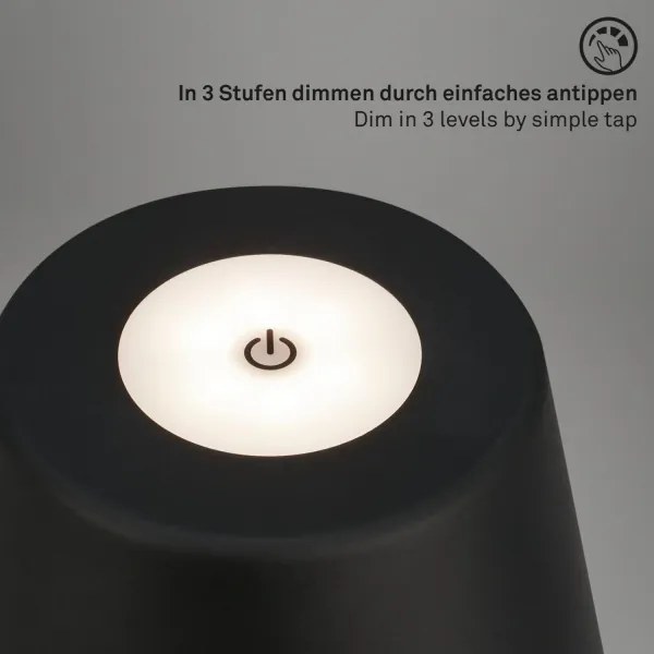 Brilo - LED Stmievateľná nabíjacia vonkajšia stolná lampa LED/3,5W/5V IP44 čierna