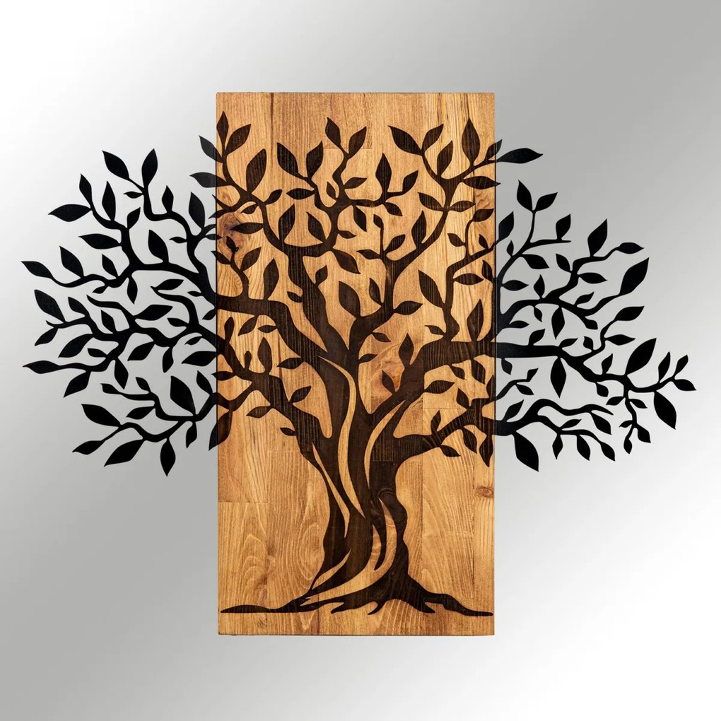 Nástenná dekorácia Agac tree II čierna/orech