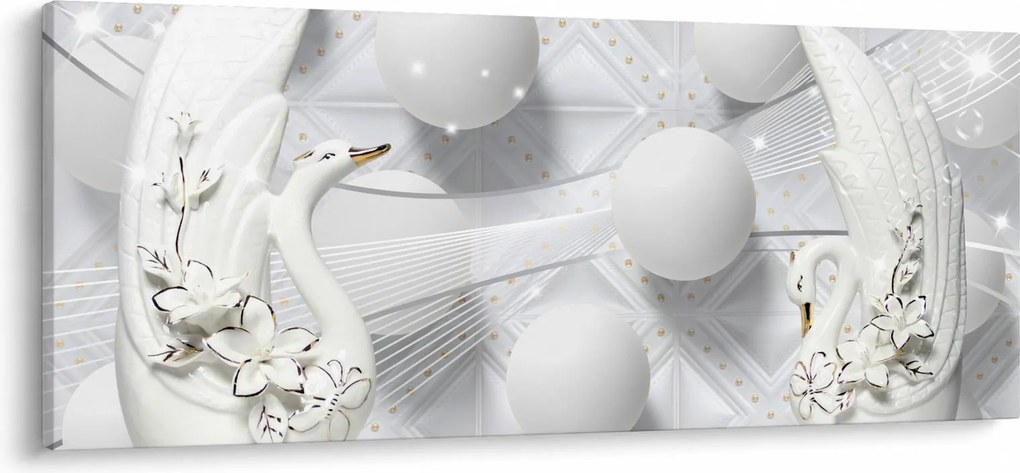 Obraz - Zlatá labuť na vode (120x50 cm)
