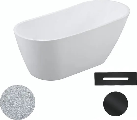 Besco Akrylátová voľne stojaca vaňa Melody Glam S 150x80 (170x80) BESCO-Typ výpuste: Click-Clack s prepadom, chróm, BESCO-Rozmery: 150x80, BESCO-Farb…