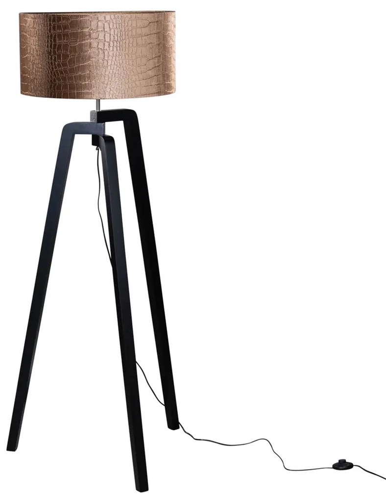 Stojacia lampa čierna s zamatovým tienidlom krokodíl 50 cm - Puros