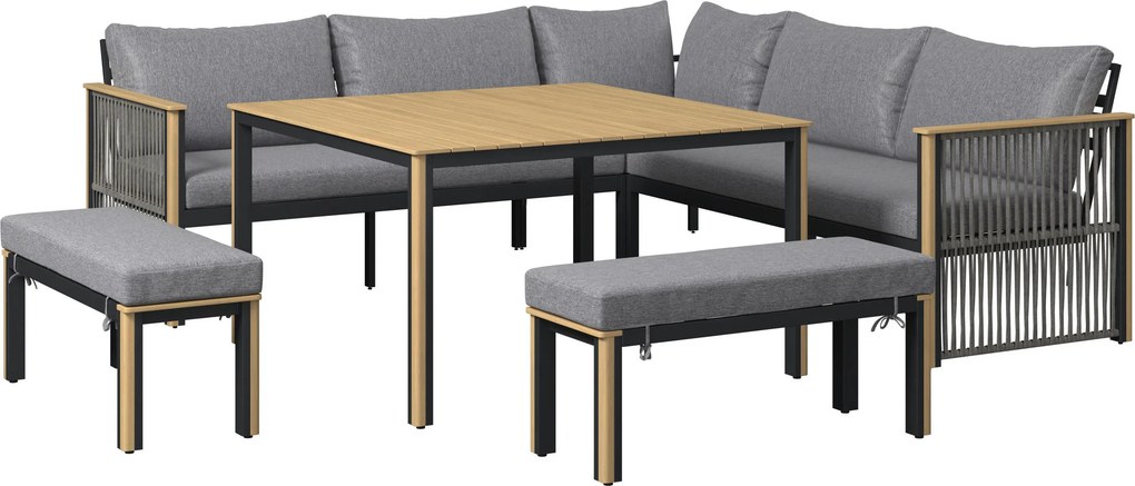 XXXLutz JEDÁLENSKÁ TERASOVÁ SÚPRAVA 6-dielne, drevo, kov, textil Ambia Garden - Série záhradného nábytku - 002905001409