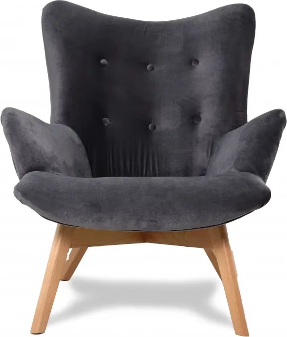 Kreslo Picolo s podnožkou, modrá / prírodná (amore AN 3339)